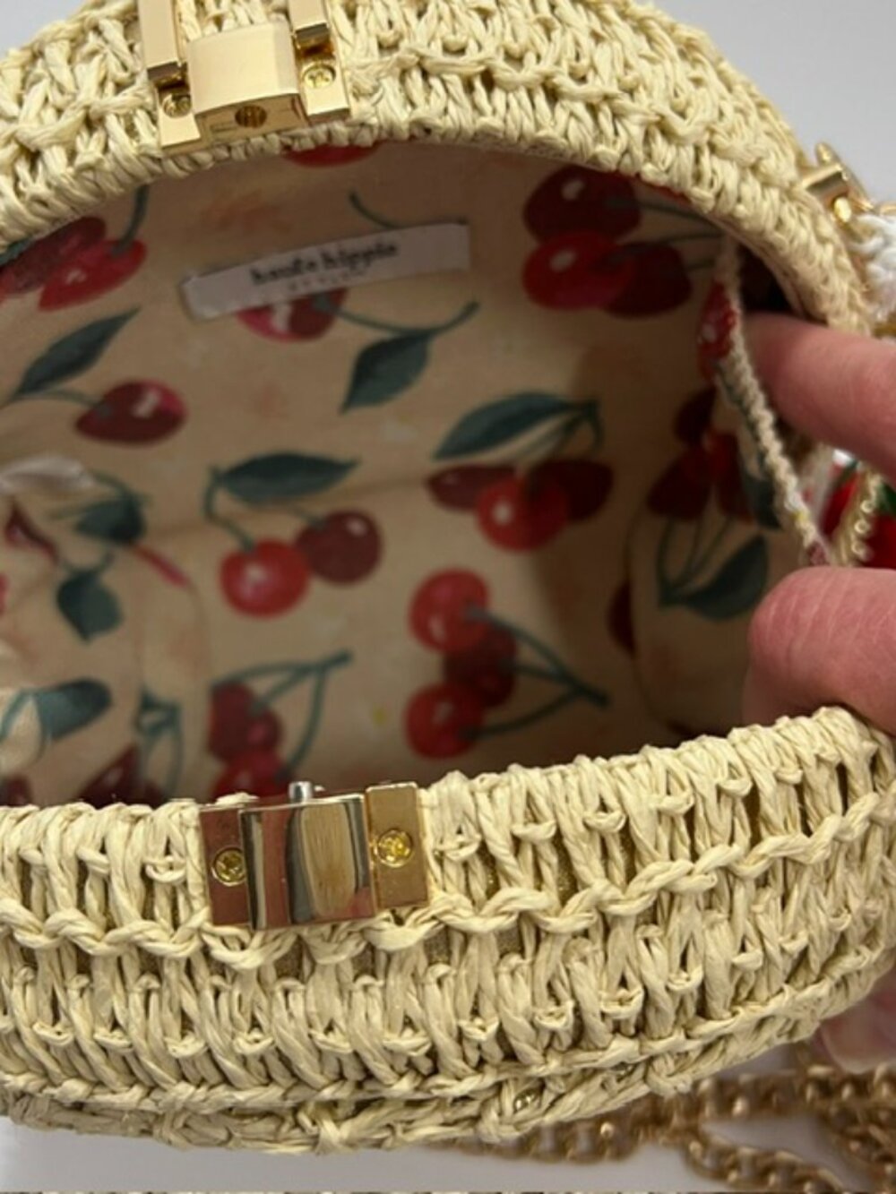 Haute Hippie Straw Crossbody with Gold-toned Chain Strap - Picture 6 of 9